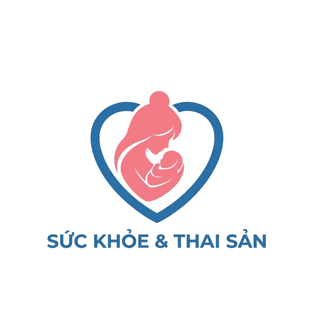 Logo SỨC KHỎE & THAI SẢN với biểu tượng người mẹ ôm con trong trái tim.