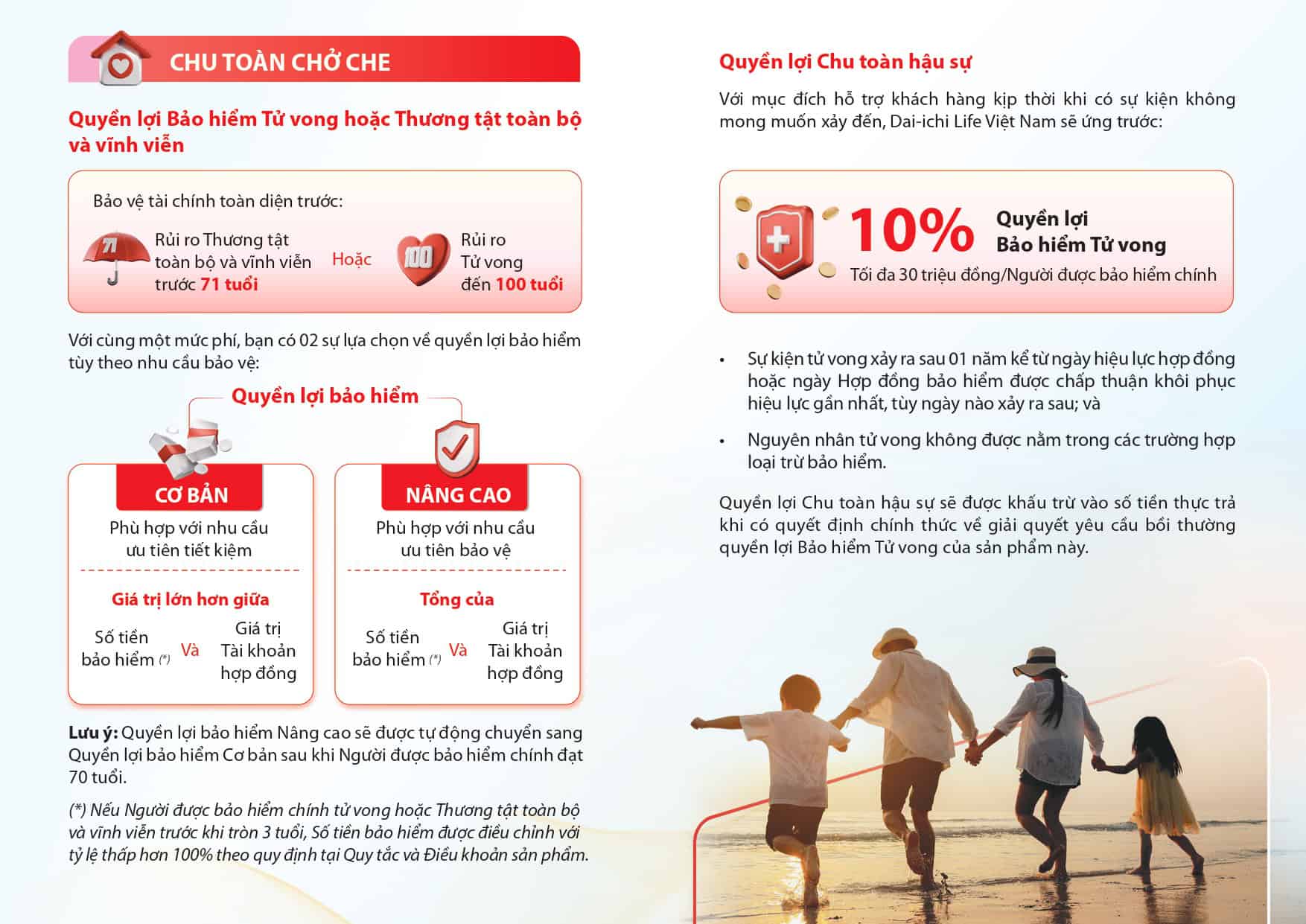 Brochure An Tâm Song Hành - Trang 3: Quyền lợi tử vong và thương tật